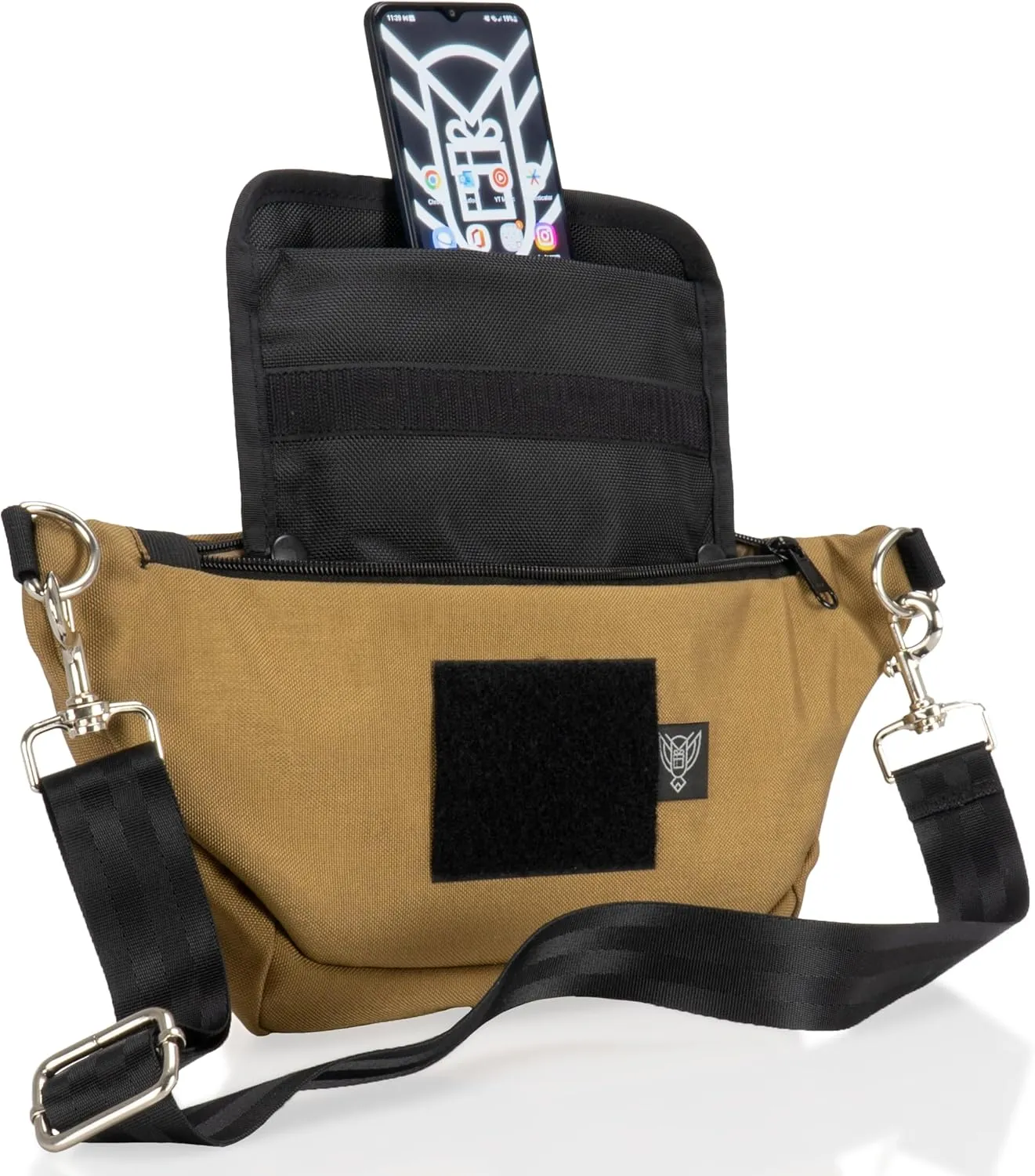 ~ SLING Faraday Bag ~ Data Security Cross-Body for Executive Travel ~ Tracking/Hacking Defense ~ Coytote Brown