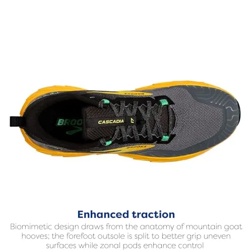 1104031D333 BROOKS MEN CASCADIA 17 TRAIL SHOE LEMON CHROME/SEDONA SAGE SIZE 11 - Like New