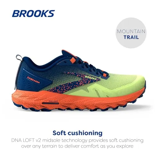 1104031D395 BROOKS MEN CASCADIA 17 TRAIL SHARP GREEN/NAVY/FIRECRACKER SIZE 11.5 - Like New