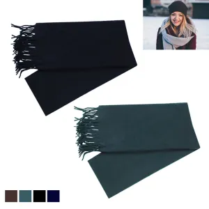 2 Soft Cashmere Feel Scarf Men Women Winter Warm Plaid Solid Colors Scarves Cozy