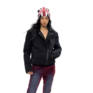 2024 Winter Heavy Duty Slant Zipper Black Slim Jacket