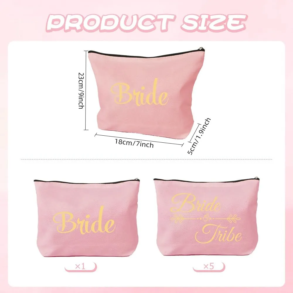 6 Pcs Bride Gifts,Bachelorette Bridal Shower Engagement Gifts for Bride,Bride to be Gifts,Bride Gift Ideas,Bride Makeup Bag,Bridesmaids Gifts for Wedding,Groom to Bride Wedding Gift,Bridal Party Gifts