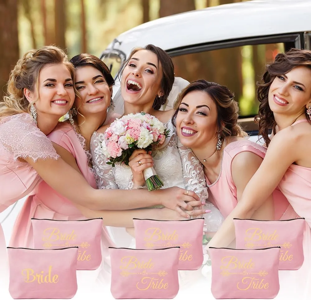 6 Pcs Bride Gifts,Bachelorette Bridal Shower Engagement Gifts for Bride,Bride to be Gifts,Bride Gift Ideas,Bride Makeup Bag,Bridesmaids Gifts for Wedding,Groom to Bride Wedding Gift,Bridal Party Gifts