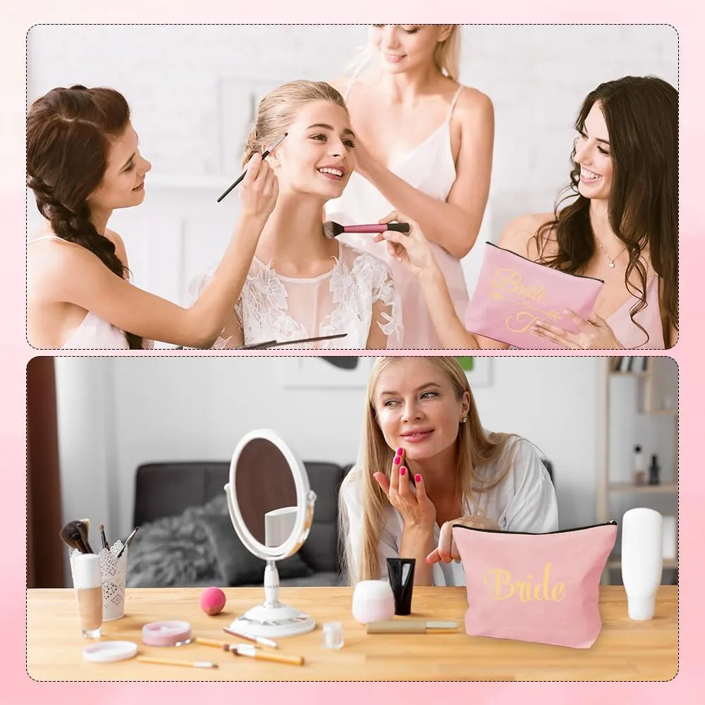 6 Pcs Bride Gifts,Bachelorette Bridal Shower Engagement Gifts for Bride,Bride to be Gifts,Bride Gift Ideas,Bride Makeup Bag,Bridesmaids Gifts for Wedding,Groom to Bride Wedding Gift,Bridal Party Gifts