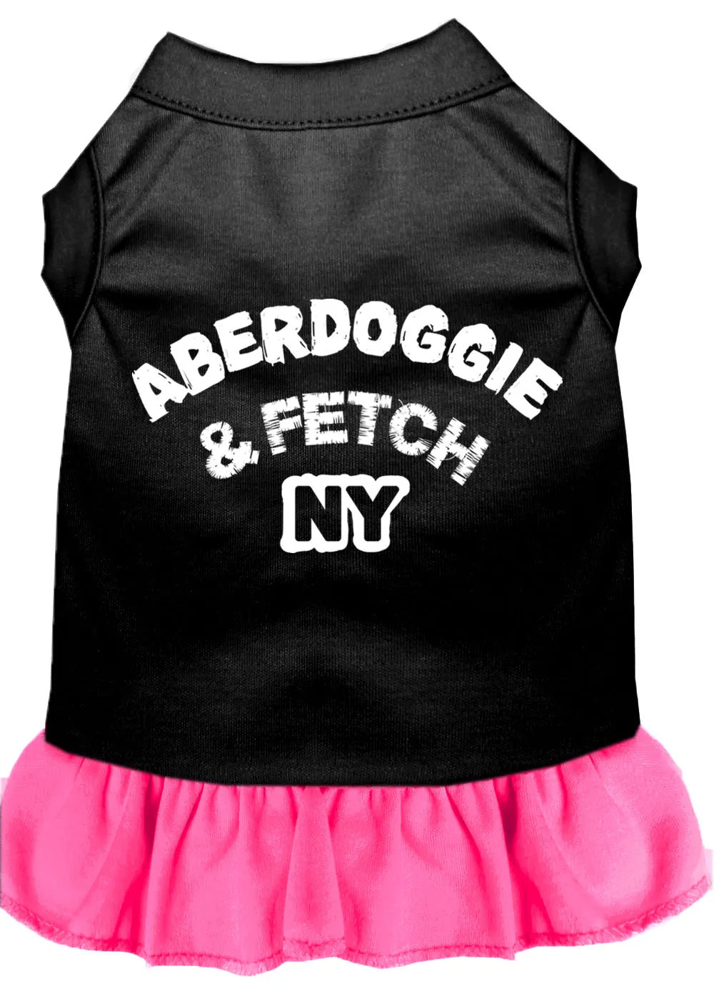 Aberdoggie Ny Screen Print Dress Black With Bright Pink Lg
