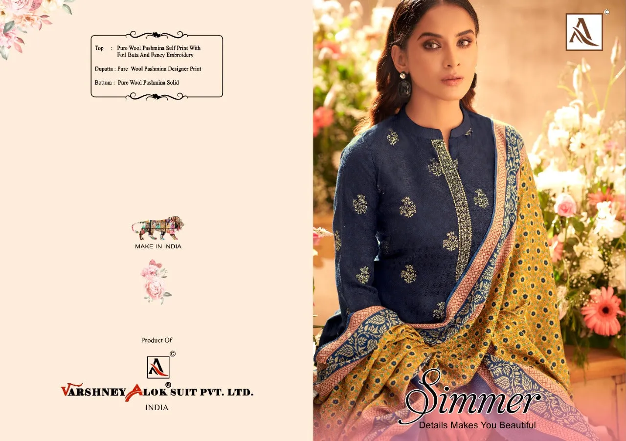 Alok Suit Presents Simmer Pashmina Printed Fancy Embroidery Fancy Designer Salwar Kameez