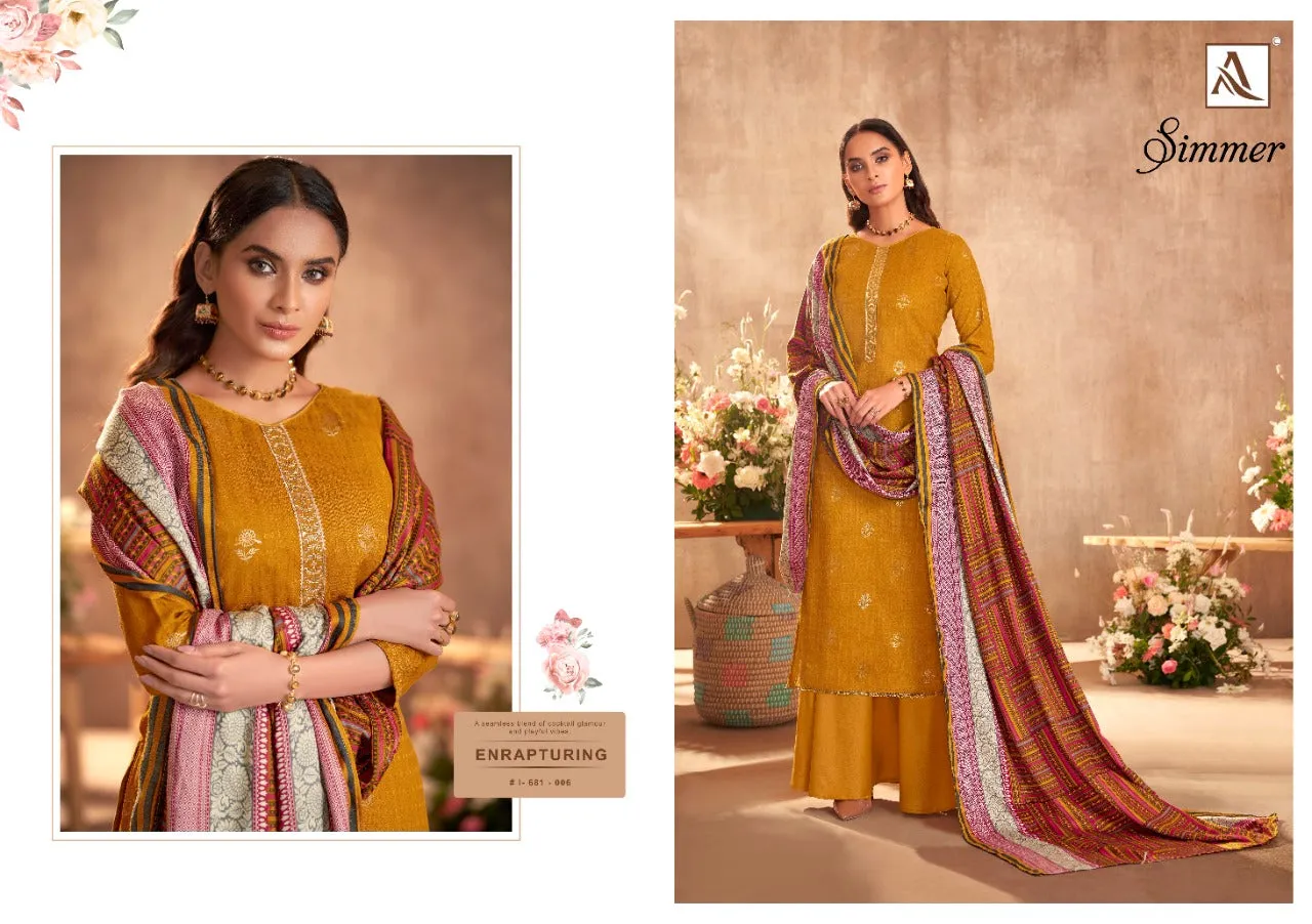 Alok Suit Presents Simmer Pashmina Printed Fancy Embroidery Fancy Designer Salwar Kameez