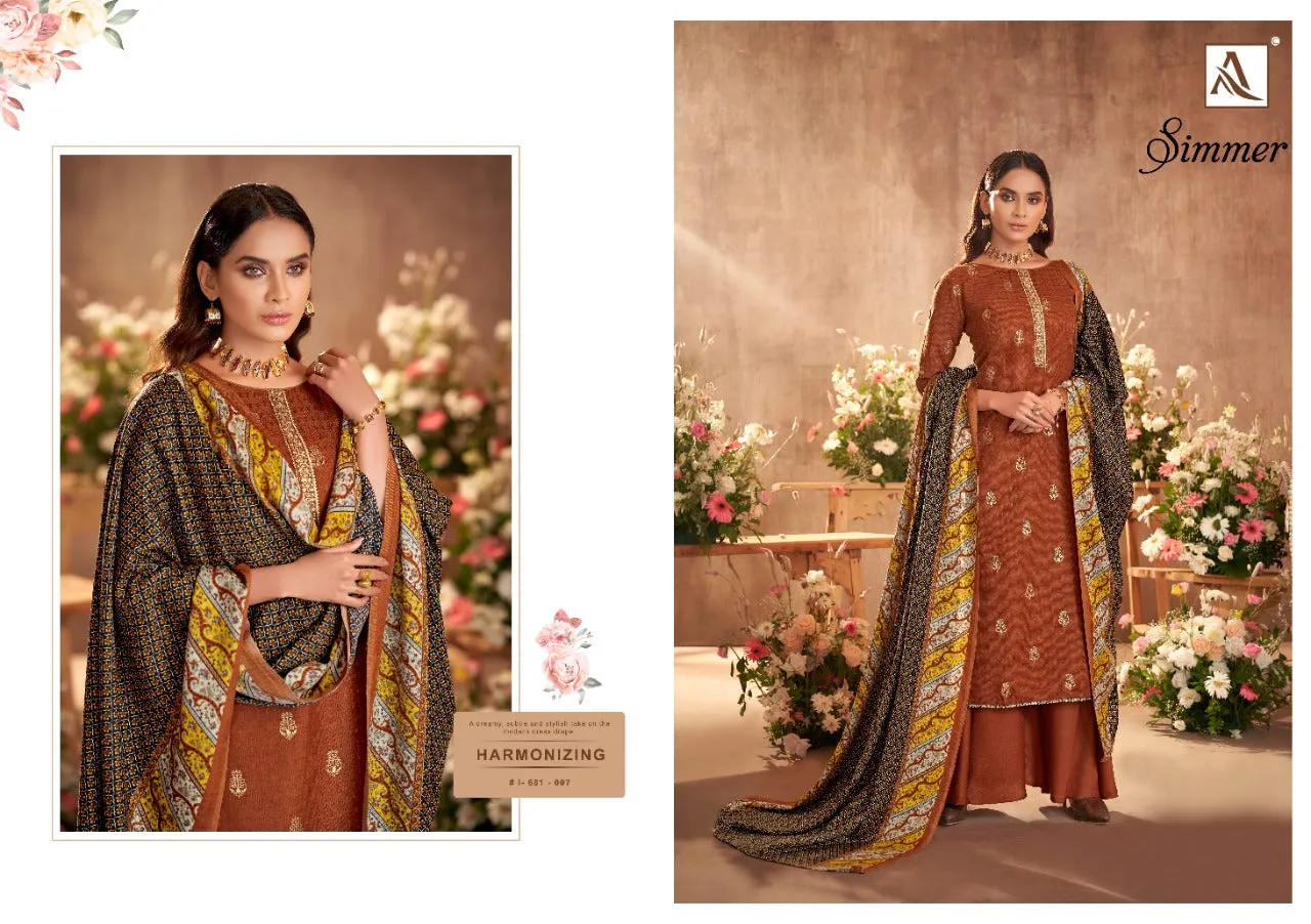 Alok Suit Presents Simmer Pashmina Printed Fancy Embroidery Fancy Designer Salwar Kameez