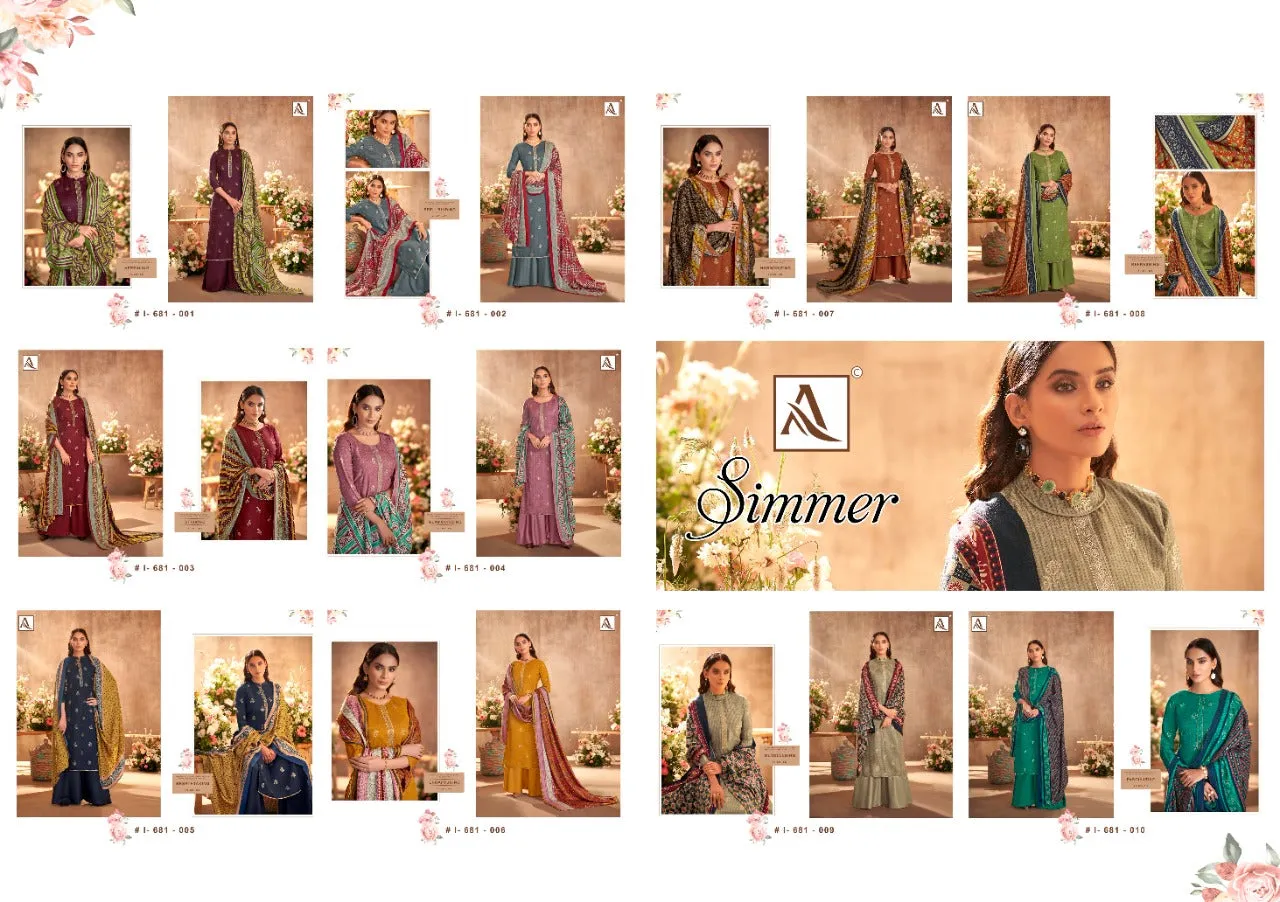Alok Suit Presents Simmer Pashmina Printed Fancy Embroidery Fancy Designer Salwar Kameez