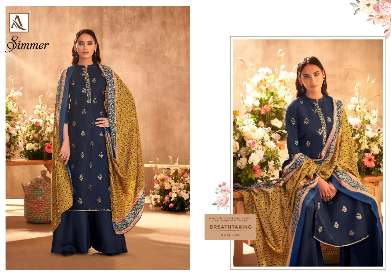 Alok Suit Presents Simmer Pashmina Printed Fancy Embroidery Fancy Designer Salwar Kameez