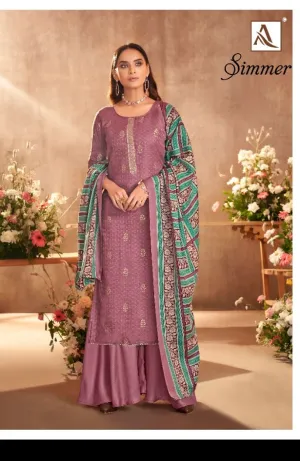Alok Suit Presents Simmer Pashmina Printed Fancy Embroidery Fancy Designer Salwar Kameez