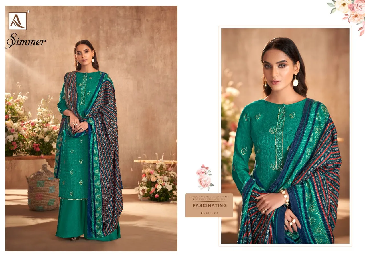 Alok Suit Presents Simmer Pashmina Printed Fancy Embroidery Fancy Designer Salwar Kameez