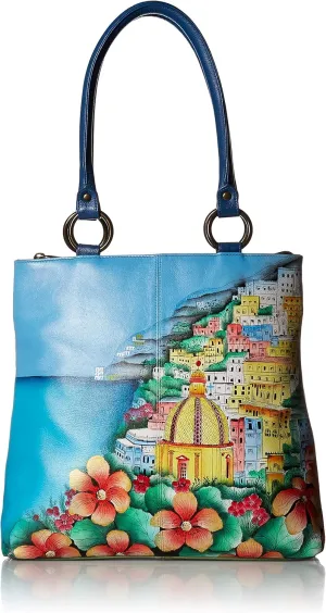 Anna by Anuschka Women's Genuine Leather Large Classic Shopper | Hand Painted Original Artwork