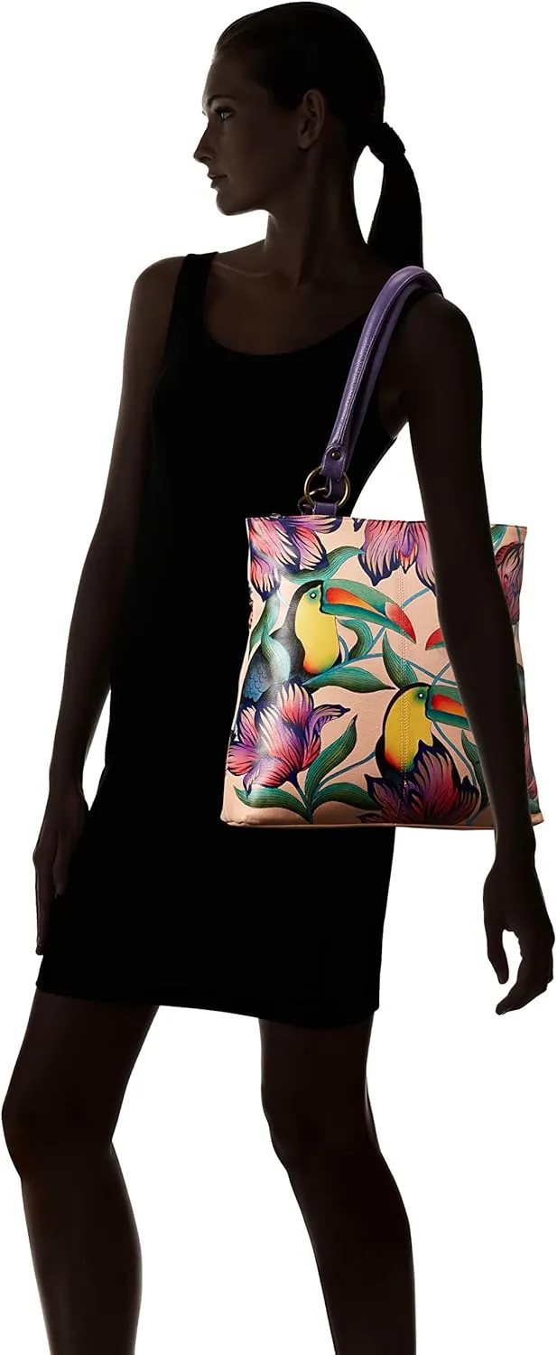Anna by Anuschka Women's Genuine Leather Large Classic Shopper | Hand Painted Original Artwork