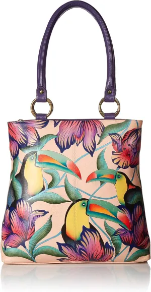Anna by Anuschka Women's Genuine Leather Large Classic Shopper | Hand Painted Original Artwork