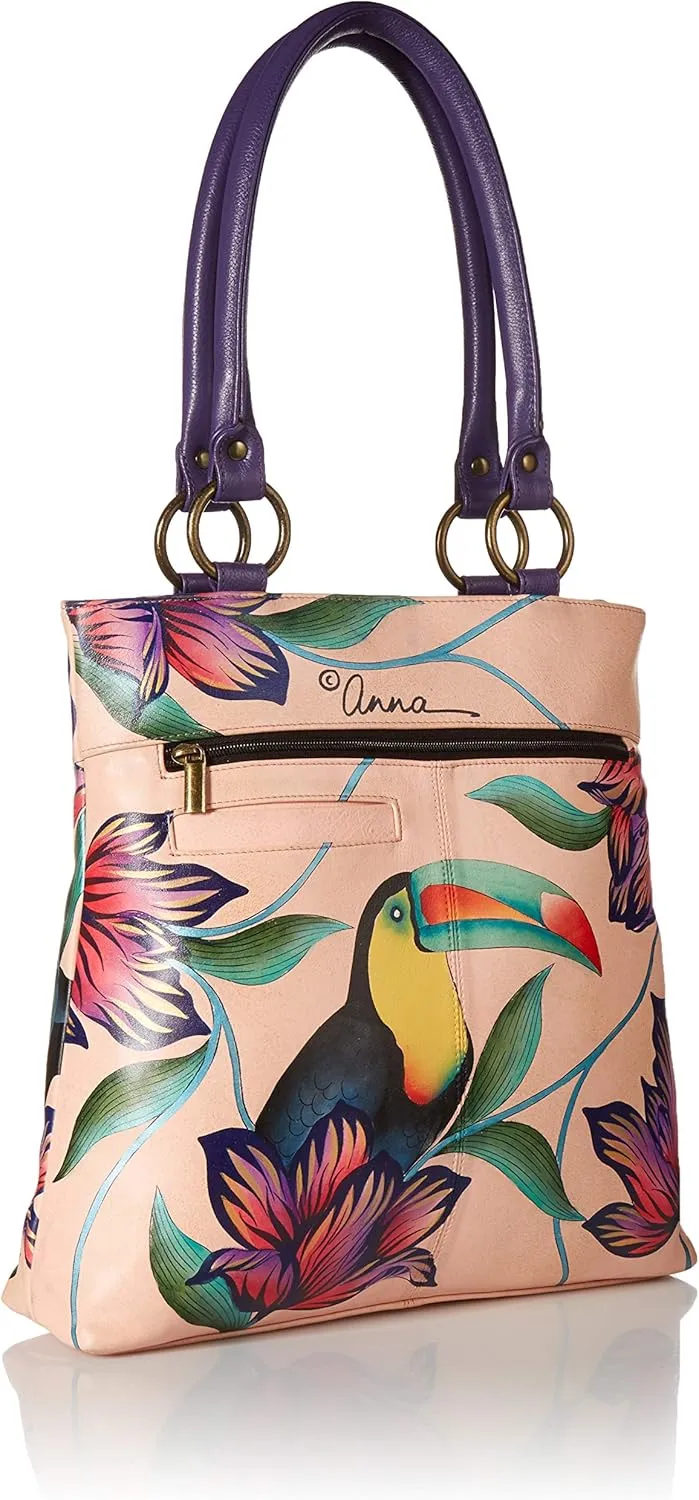 Anna by Anuschka Women's Genuine Leather Large Classic Shopper | Hand Painted Original Artwork