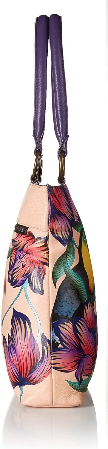 Anna by Anuschka Women's Genuine Leather Large Classic Shopper | Hand Painted Original Artwork