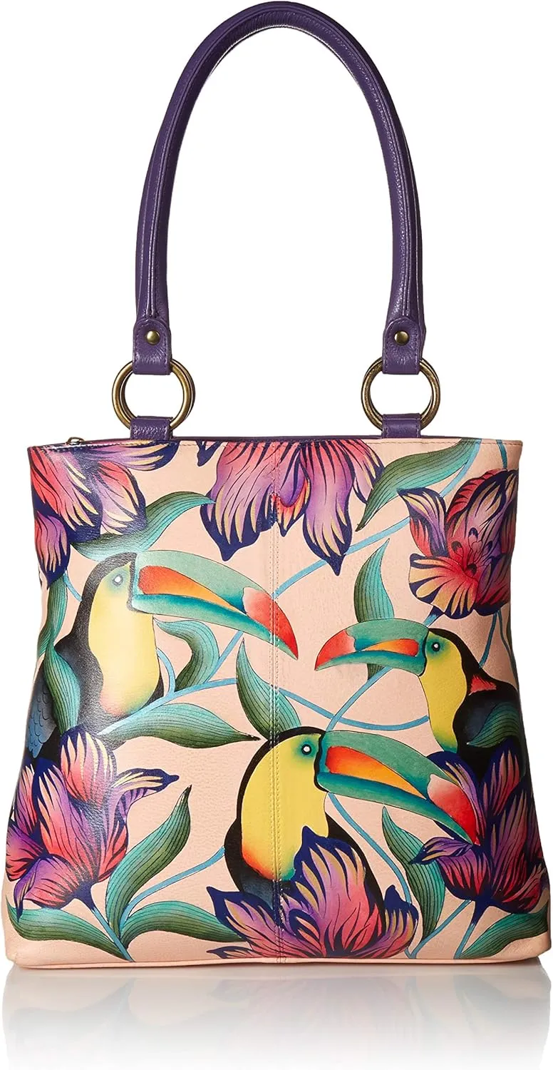 Anna by Anuschka Women's Genuine Leather Large Classic Shopper | Hand Painted Original Artwork
