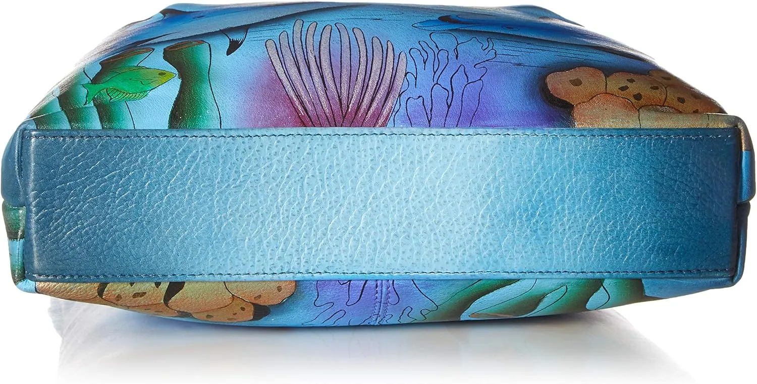 Anna by Anuschka Women's Genuine Leather Medium Asymmetric Cross Body | Hand Painted Original Artwork