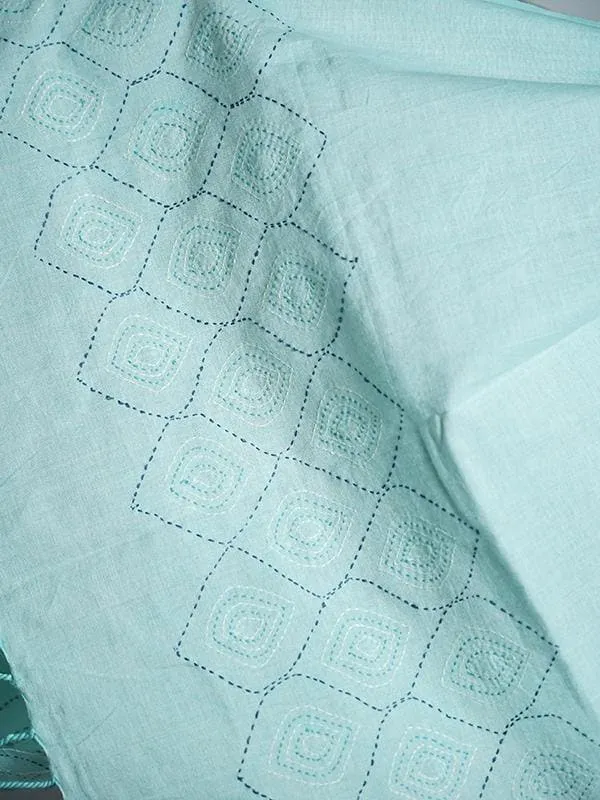 Applique Cotton Stole Teal