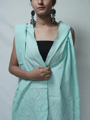 Applique Cotton Stole Teal