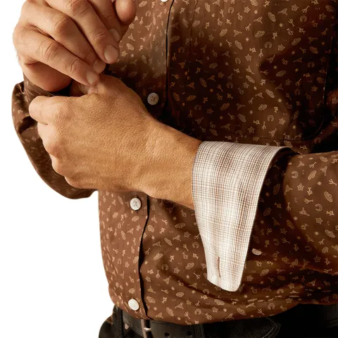 Ariat Men's Wrinkle Free Farley Fitted Brown Long Sleeve Shirt