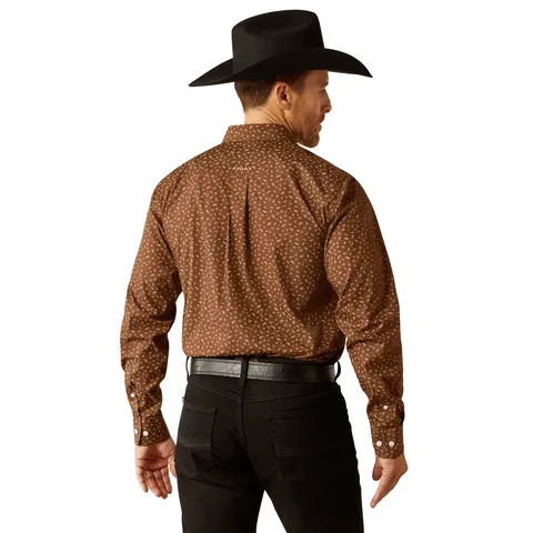 Ariat Men's Wrinkle Free Farley Fitted Brown Long Sleeve Shirt