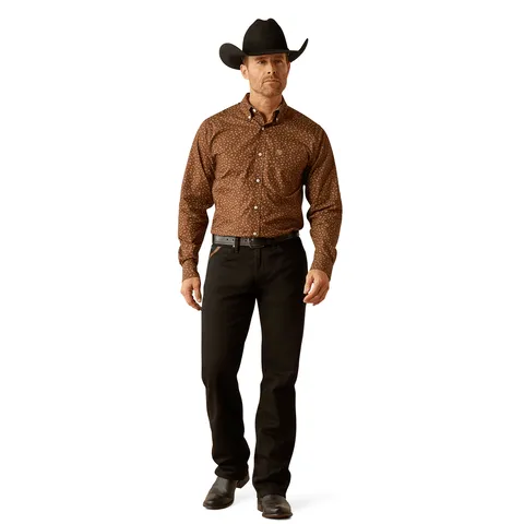 Ariat Men's Wrinkle Free Farley Fitted Brown Long Sleeve Shirt