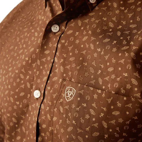 Ariat Men's Wrinkle Free Farley Fitted Brown Long Sleeve Shirt