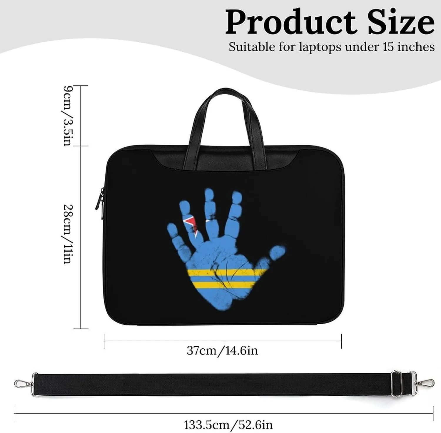 Aruba Flag Palm Print Leather Bag Laptop Case Slim Water Resistant Computer Bags with Handle Briefcase for Work