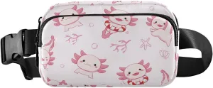 Axolotl Pink Fanny Pack for Women Men Crossbody Belt Bag Fashion Waist Packs Purse with Adjustable Strap Bum Bag for Teen Girls Boys