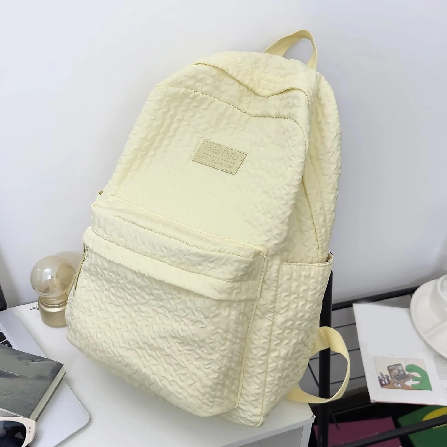 Backpack Purses for Women Practical Zipper Casual Purpose Tote Backpacks Fashion Soft Leather Outdoor Backpack(Yellow)