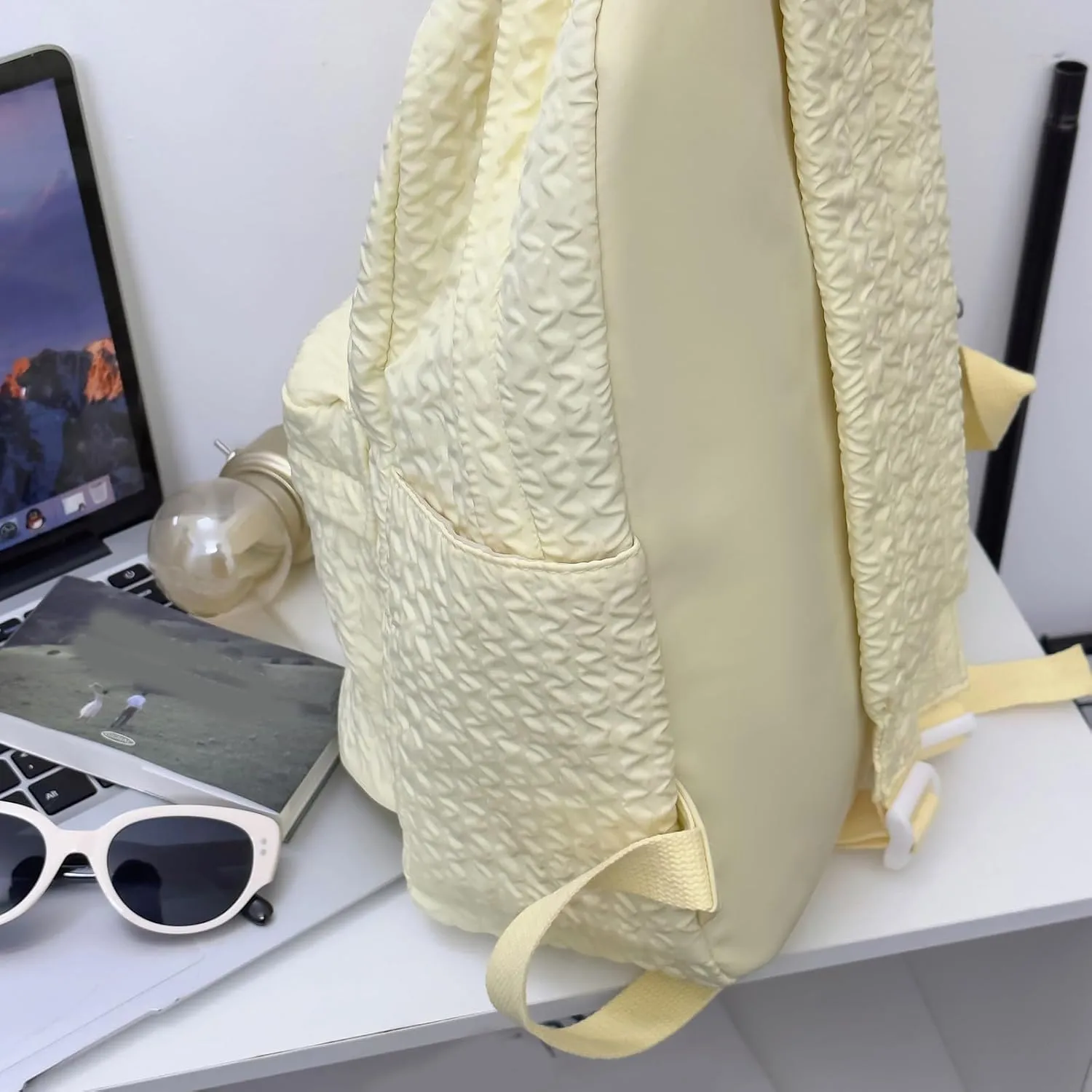 Backpack Purses for Women Practical Zipper Casual Purpose Tote Backpacks Fashion Soft Leather Outdoor Backpack(Yellow)