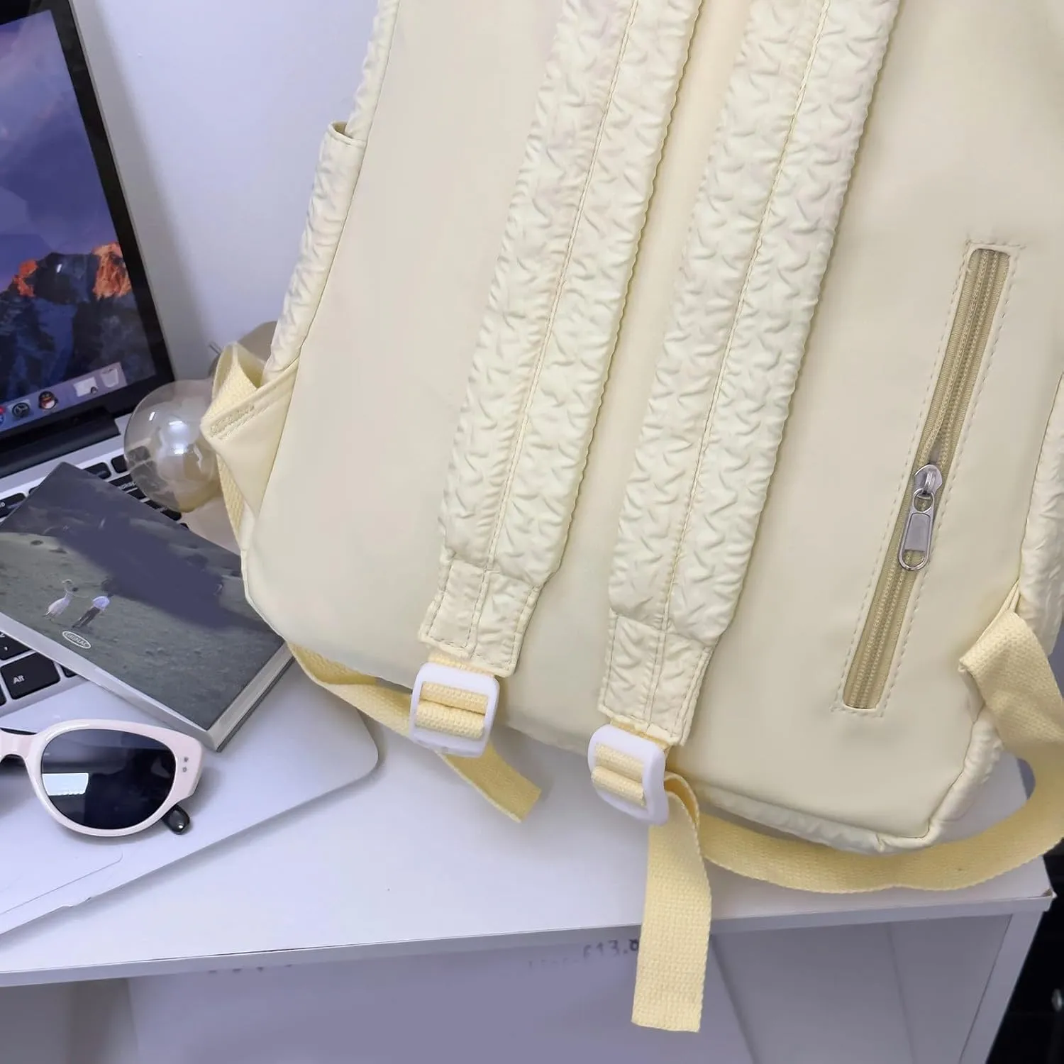 Backpack Purses for Women Practical Zipper Casual Purpose Tote Backpacks Fashion Soft Leather Outdoor Backpack(Yellow)