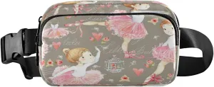 Ballerina Vintage Flowers Belt Bag for Women Men Ballet Girl Fanny Pack Small Waist Pouch Crossbody Bags for Outdoor Hiking Running Travel