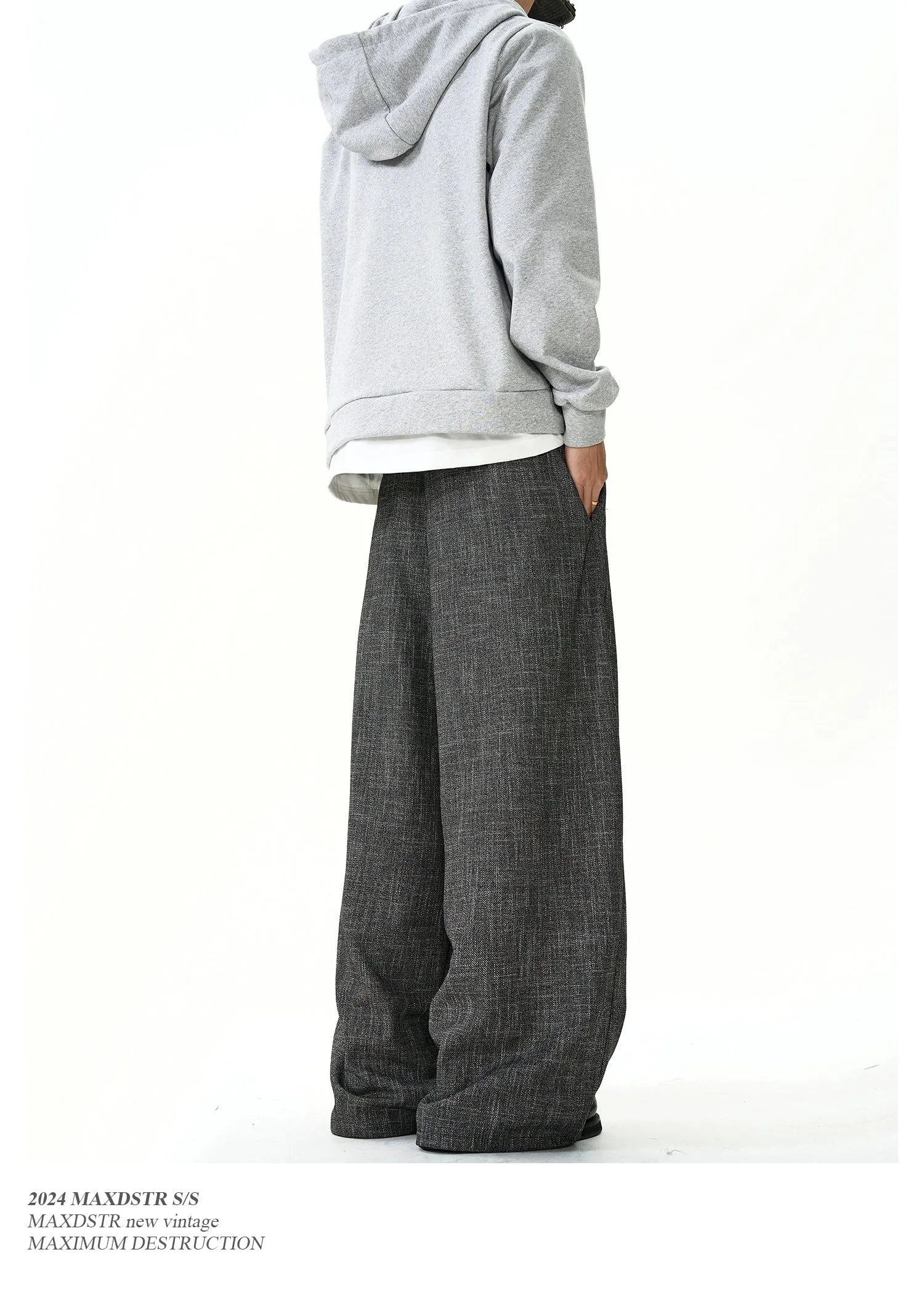 Bamboo Textured Belt Strap Trousers