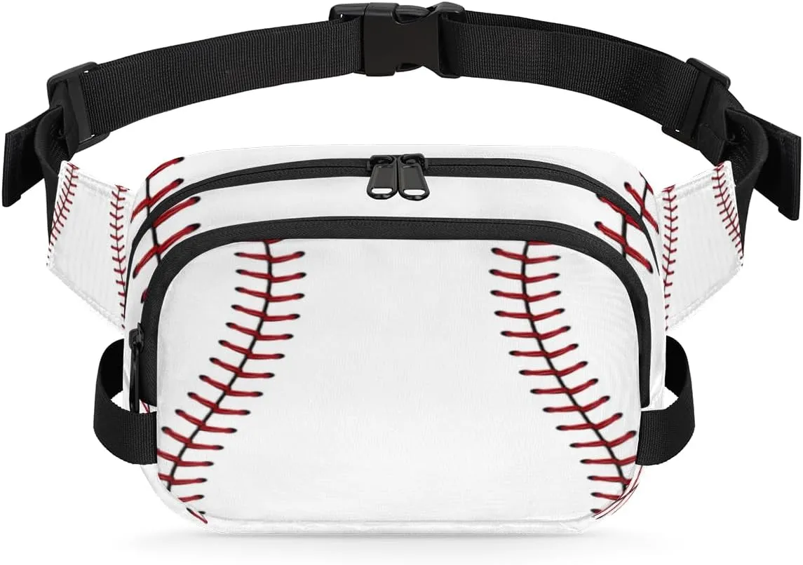 Baseball Fanny Pack Durable with Adjustable Belt Main Zippered Pocket Lightweight Waterproof Belt Bag for Travel Sports Workout Hiking Phone Bag