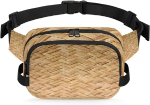 Basket Weave Design Fanny Pack Durable with Adjustable Belt Main Zippered Pocket Lightweight Waterproof Belt Bag for Travel Sports Workout Hiking Phone Bag