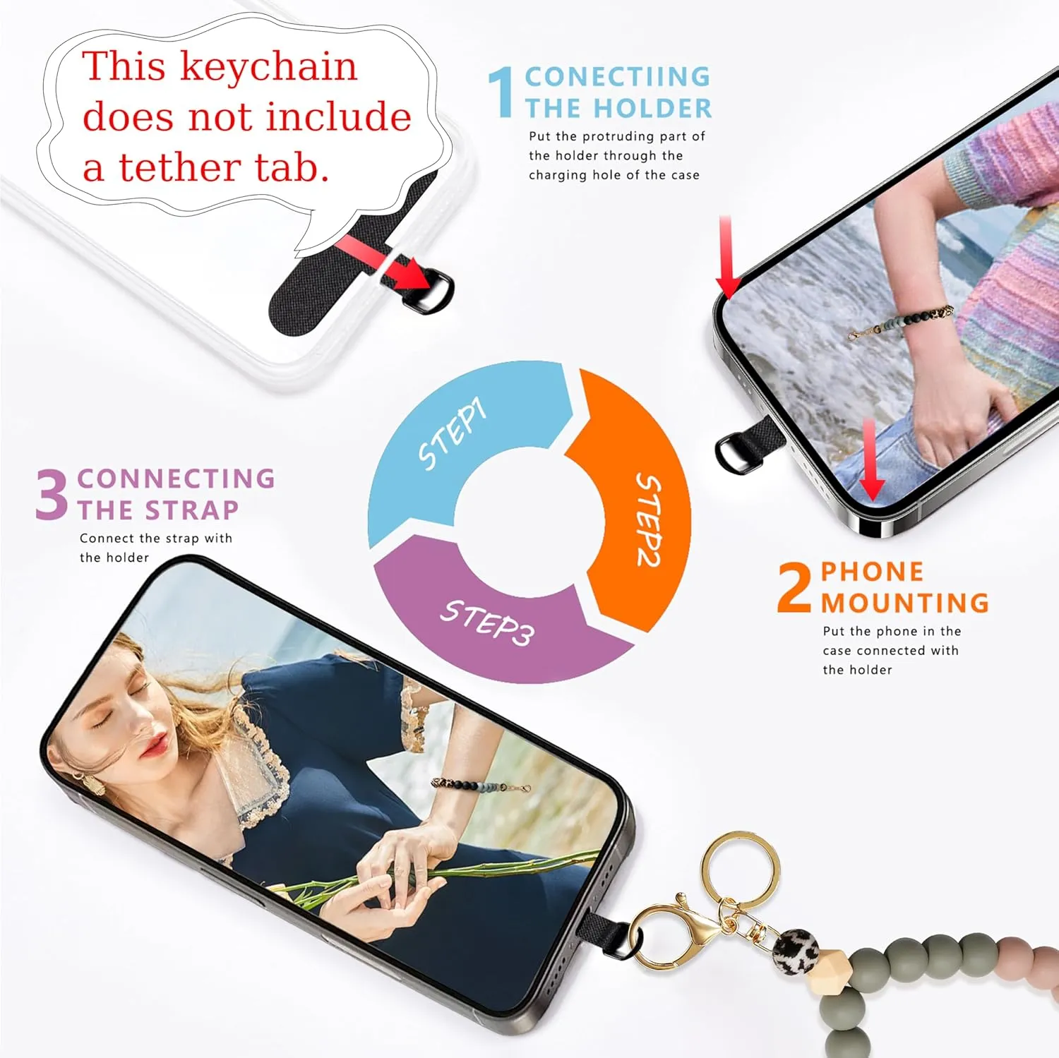 Beaded Keychain Wristlet 14k Gold Wrist Keychain Bracelet Cute Keychain Accessories Car Key Chain Bracelet for Women