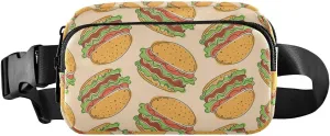 Beige Hamburger Fanny Pack for Women Men Crossbody Belt Bag Fashion Waist Packs Purse with Adjustable Strap Dupes for Teen Girls Boys