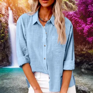 Bella Stride| Women's Shirt Blouse Long Cotton Top