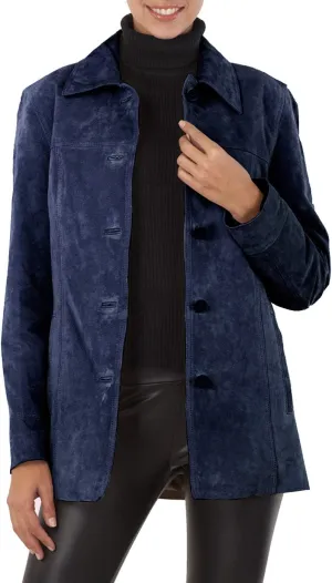 BGSD Women Anna Suede Leather Car Coat (Also available in Plus Size & Petite)