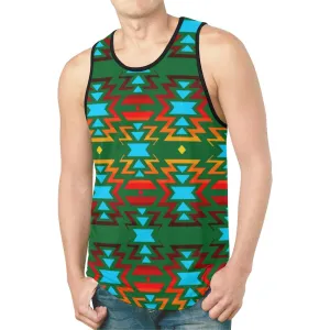 Big Pattern Fire Colors and Sky green New Tank Top for Men
