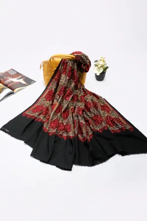 Black Pashmina Wool Ladies Shawl