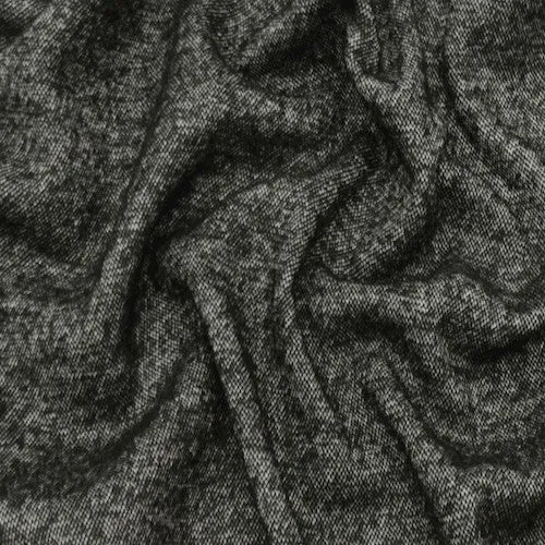 Black/White Texture Wool Blend Double Knit Jacketing Fabric