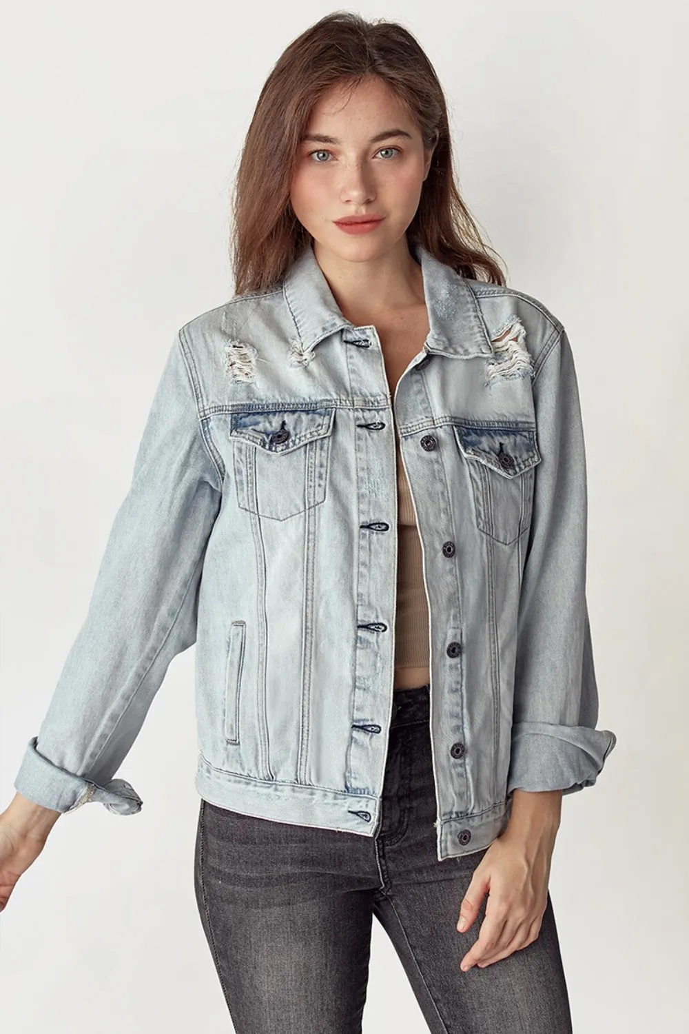Blake Distressed Button Up Jacket