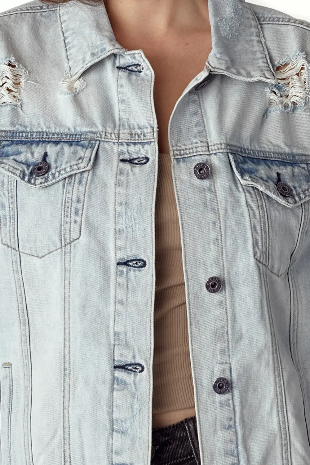 Blake Distressed Button Up Jacket