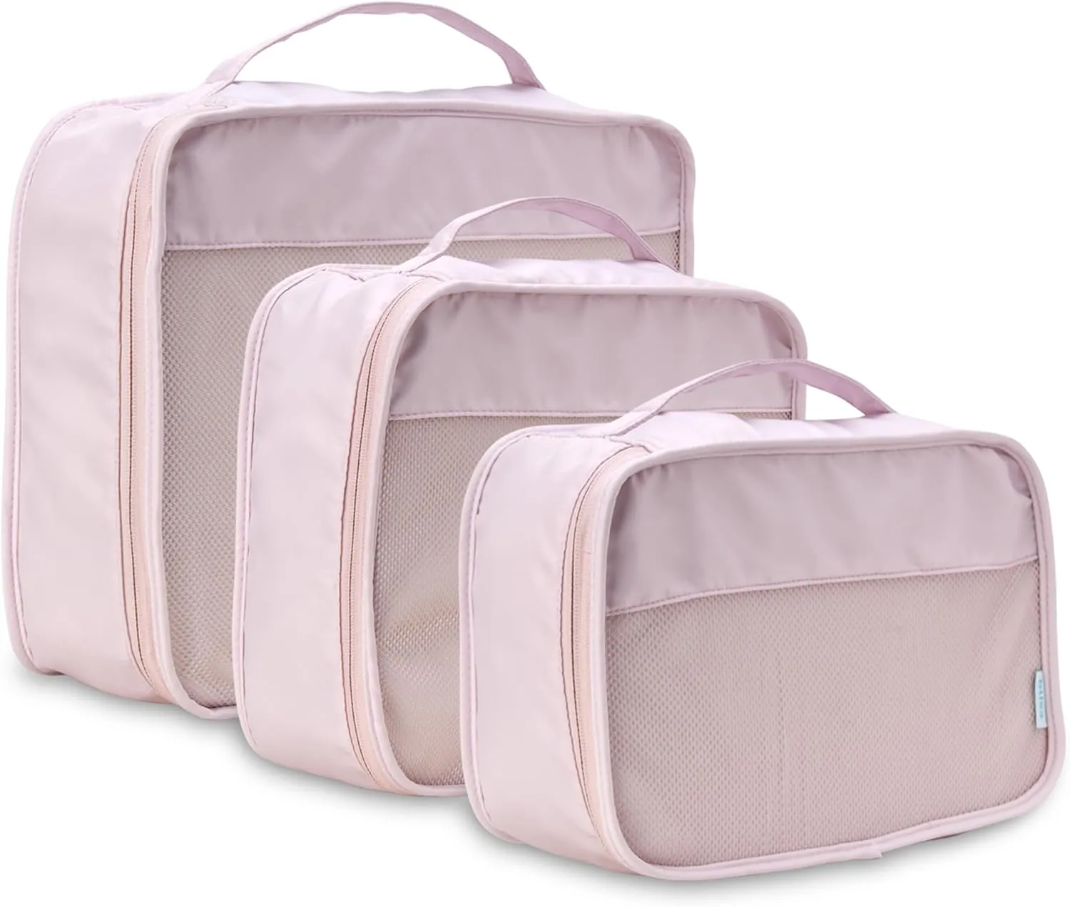 Bliss Travel Packing Cubes - 3 Pack/4 Pack/5 Pack Compact Suitcase Organizer, Durable Mesh Front Travel Cubes for Packing, Organizer Bags for Clothes, Toiletries, Cosmetics, Laundry, 3PC Mauve
