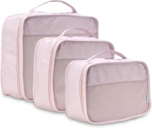 Bliss Travel Packing Cubes - 3 Pack/4 Pack/5 Pack Compact Suitcase Organizer, Durable Mesh Front Travel Cubes for Packing, Organizer Bags for Clothes, Toiletries, Cosmetics, Laundry, 3PC Mauve