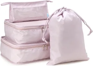 Bliss Travel Packing Cubes - 3 Pack/4 Pack/5 Pack Compact Suitcase Organizer, Durable Mesh Front Travel Cubes for Packing, Organizer Bags for Clothes, Toiletries, Cosmetics, Laundry, 4PC Mauve